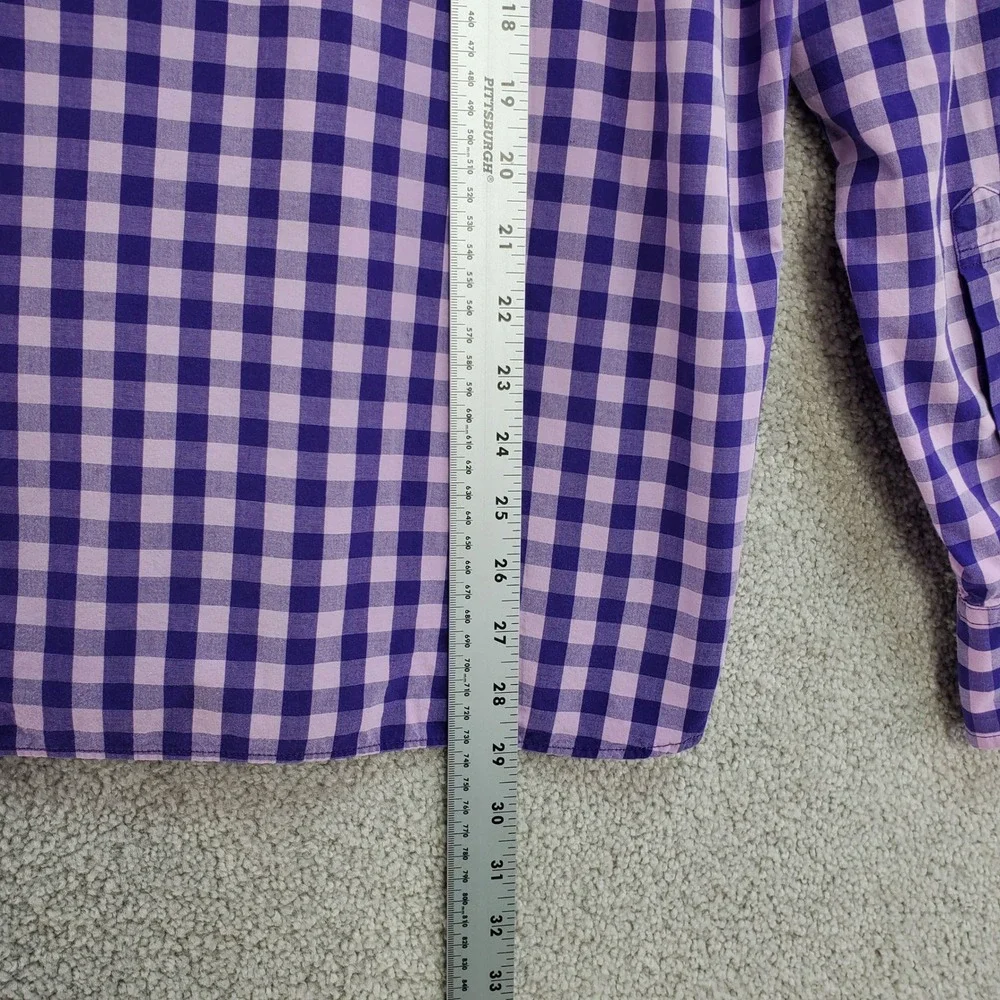 J. Crew Slim Fit Gingham Plaid Button Down Shirt Mens  M Purple Pink Long Sleeve